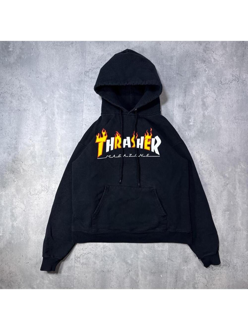 Y2K Thrasher black flame 00s hoodie jacket